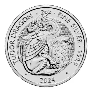 2024 2 oz Great Britain The Royal Tudor Beasts Series - The Welsh Dragon .9999 Silver BU Coin