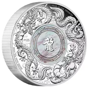2024 2oz Australia Perth Mint Double Dragon Mother-of-Pearl .9999 Silver Coin