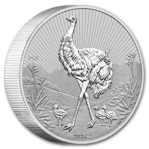 2024 2oz Australia Perth Mint Emu Mother and Baby .9999 Silver Coin (5)