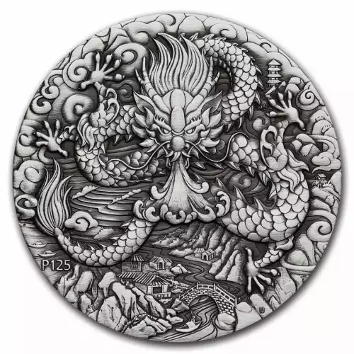 2024 2oz Australian Lunar Series III  Year of the Dragon Silver Antiqued Coin (3)