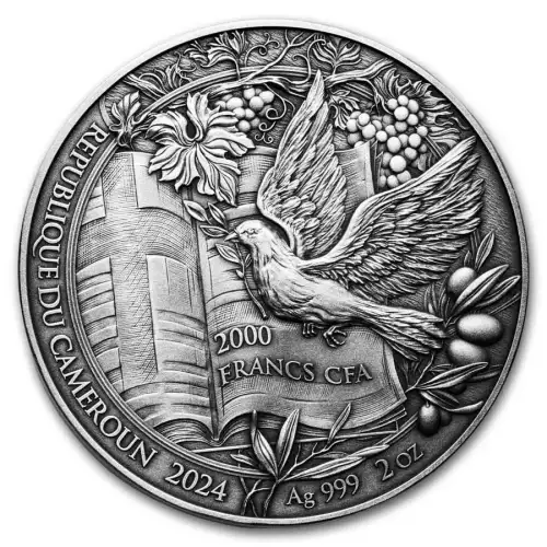 2024 2oz Cameroon Bible Stories The Seven Days of Creation .999 Silver Antique Coin (5)