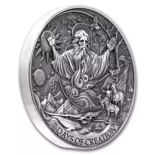 2024 2oz Cameroon Bible Stories The Seven Days of Creation .999 Silver Antique Coin (3)