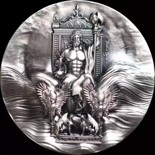 2024 2oz Chad Zeus at Olympia Antiqued .999 Silver Coin