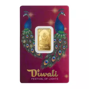 2024 5 gram Pamp Suisse Diwali - Lakshmi and Peacocks .9999 Gold Bar