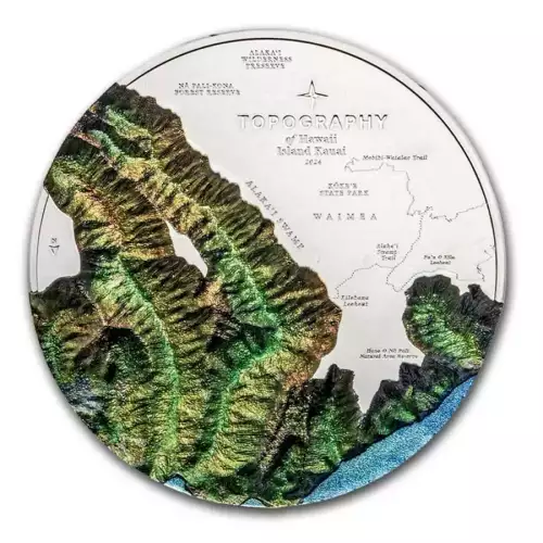 2024 5oz Cook Islands Topography Hawaii .9999 Silver Ultra High Relief Proof Coin (4)