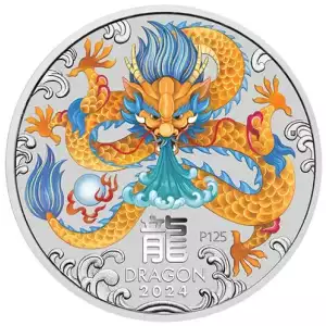 2024 Australia Lunar Dragon BU Colorized 1 Kilo Silver Coin 