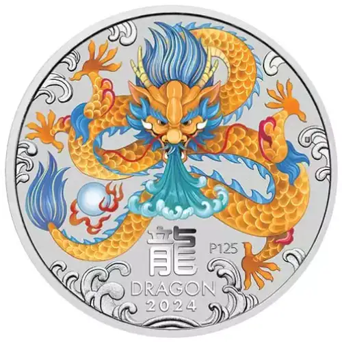 2024 Australia Lunar Dragon BU Colorized 1 Kilo Silver Coin