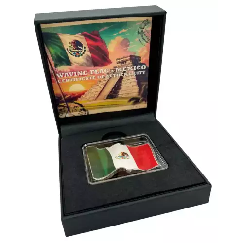 2024 Cameroon 3D Waving Mexican Flag 1 oz Silver Coin (2)