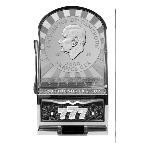  2024 Cameroon Slot Machine Shaped 1 oz Silver Coin (777 Mintage)