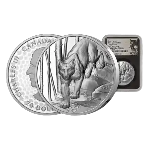 2024 Canada RCM 1oz Silver Great Hunters: Cougar UHR NGC PF70 UC First Day of Production w/ Black Core & Cougar Label (4)