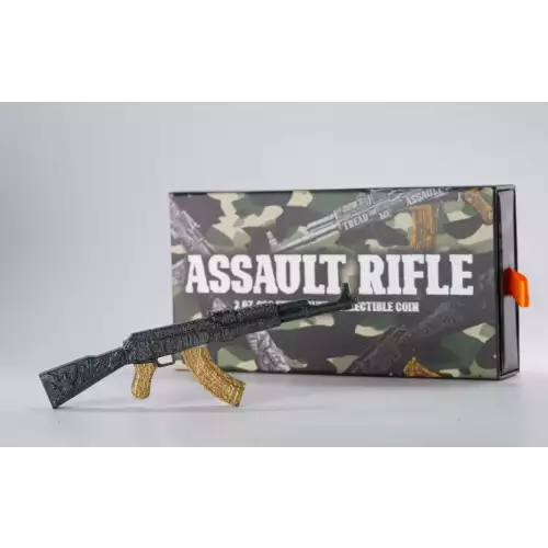 2024 Chad Assault Rifle Shaped Black & Gold 2 oz Silver Coin
