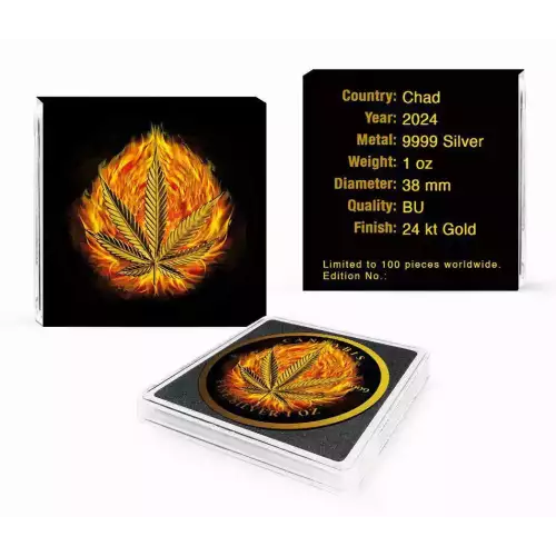 2024 Chad Burning Cannabis 1 oz Silver Coin