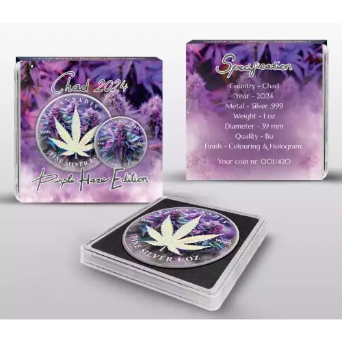 2024 Chad Cannabis Purple Haze Edition 1 oz Silver Coin (2)