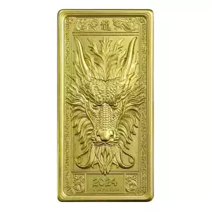 2024 Fiji Ultra High Relief Dragon 1oz Gold Gilded Coin Bar (2)