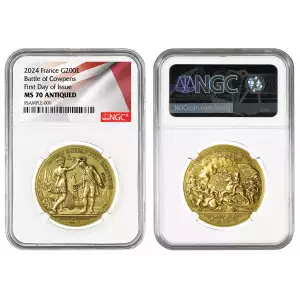 2024 France 1oz Gold Battle of the Cowpens High Relief Coin NGC MS70 FDOI