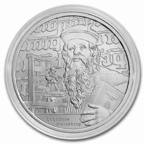 2024 Niue 1 oz Silver Icons of Inspiration: Johannes Gutenberg BU