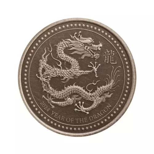 2024 Samoa 1/2 oz Scottsdale Mint .999 Silver Year of the Dragon Antiqued Coin  (2)