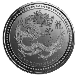 2024 Samoa 2oz Scottsdale Mint .999 Silver Year of the Dragon Coin Rhodium Plated