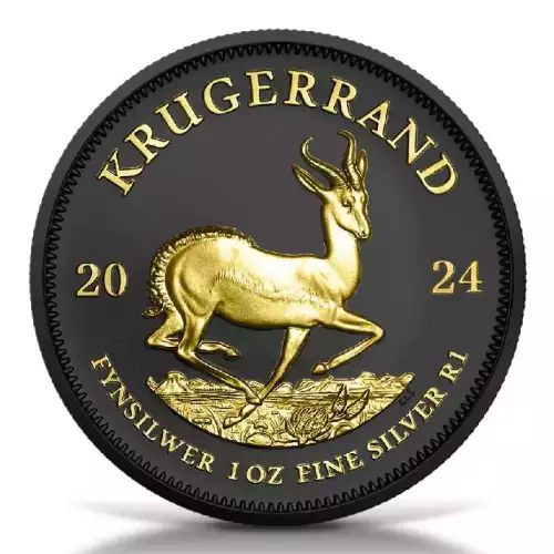 2024 South Africa Krugerrand Black Platinum with 24k Gilding 1 oz Silver Coin