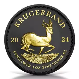 2024 South Africa Krugerrand Black Platinum with 24k Gilding 1 oz Silver Coin