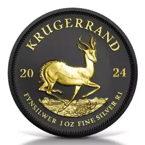 2024 South Africa Krugerrand Black Platinum with 24k Gilding 1 oz Silver Coin
