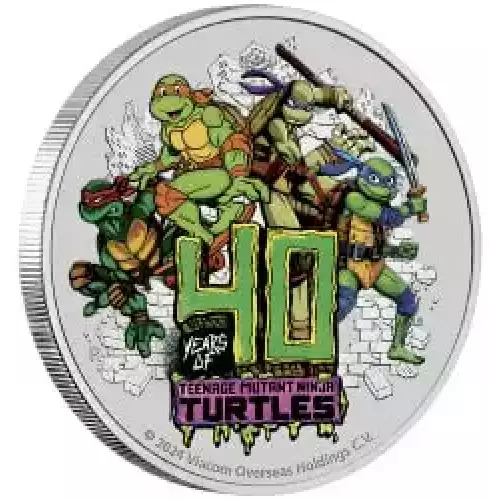 2024 Teenage Mutant Ninja Turtles 40th Anniversary 1oz Silver Coloured Coin in Card