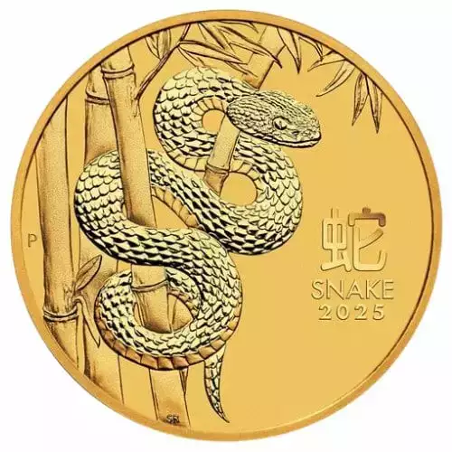 2025 1/10oz Australia Perth Mint Lunar Series III - Year of the Snake .9999 Gold Coin BU (2)