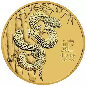 2025 1/10oz Australia Perth Mint Lunar Series III - Year of the Snake .9999 Gold Coins (4)