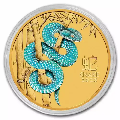 2025 1/10oz Australia Perth Mint Lunar Series III: Year of the Snake Colorized .9999 Gold Coin (4)