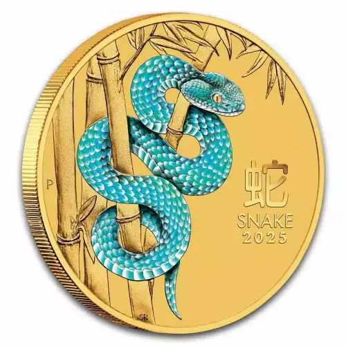 2025 1/10oz Australia Perth Mint Lunar Series III: Year of the Snake Colorized .9999 Gold Coin (3)