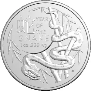 2025 1 oz Royal Australian Mint Lunar Series -Year of the Snake .999 Silver BU Coin