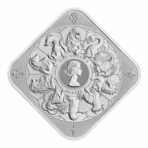 2025 10oz UK Royal Mint Queen's Beasts Completer .9999 Silver BU Bar