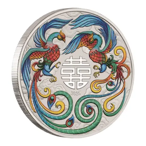 2025 1oz Australia Perth Mint Chinese Myths and Legends - Double Phoenix Vivid Coloured .9999 Silver Coin (3)
