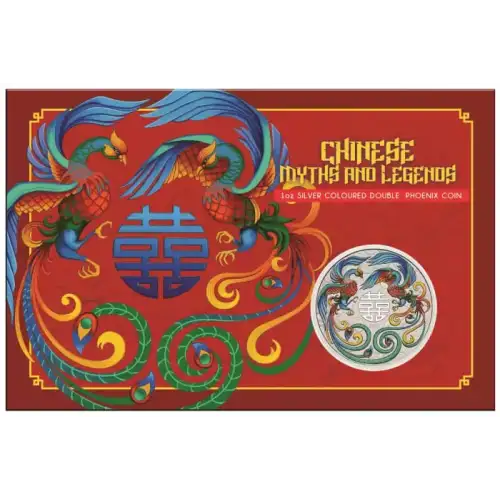 2025 1oz Australia Perth Mint Chinese Myths and Legends - Double Phoenix Vivid Coloured .9999 Silver Coin in Card