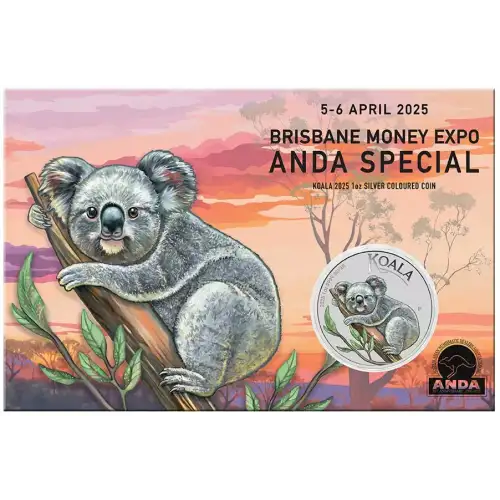 2025 1oz Australia Perth Mint Koala Brisbane ANDA Special Colorized .9999 Silver Coin in Card (2)