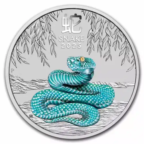 2025 1oz Australia Perth Mint Lunar Series III: Year of the Snake Colorized .9999 Silver Coin (2)
