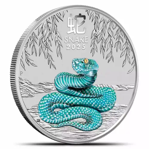 2025 1oz Australia Perth Mint Lunar Series III: Year of the Snake Colorized .9999 Silver Coin