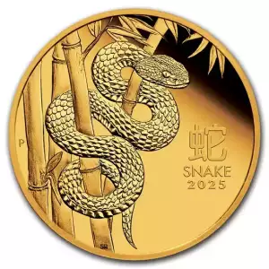 2025 1oz Australia Perth Mint Lunar Series III - Year of the Snake Proof .9999 Gold Coin (W/ Box and COA)