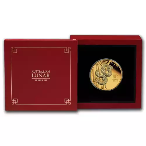 2025 1oz Australia Perth Mint Lunar Series III - Year of the Snake Proof .9999 Gold Coin (W/ Box and COA) (2)