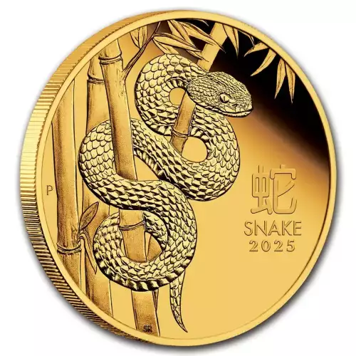 2025 1oz Australia Perth Mint Lunar Series III - Year of the Snake Proof .9999 Gold Coin (W/ Box and COA) (5)