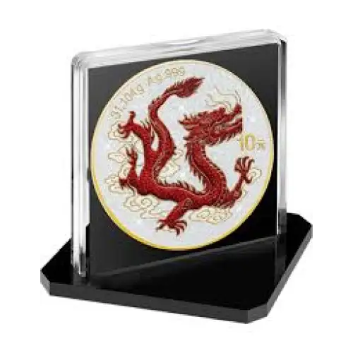 2025 1oz China Dragon Diamond Dust Edition .999 Silver Coin  (2)