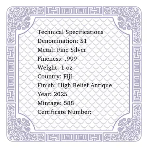 2025 1oz Fiji Snake High Relief .999 Silver Coin Bar (4)
