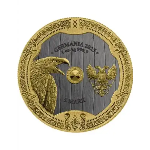 2025 1oz Germania Valkyries: Arnhild Valhalla Edition Gilded .9999 Silver BU Coin (4)