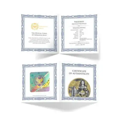 2025 1oz Germania Valkyries: Arnhild Valhalla Edition Gilded .9999 Silver BU Coin (3)