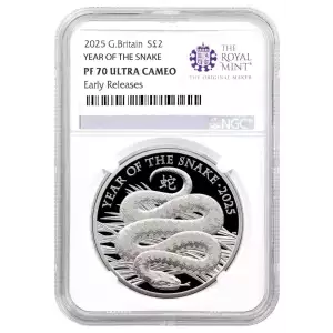 2025 1oz Royal Mint Lunar Year of the Snake .999 Silver NGC PF70 Ultra Cameo Coin