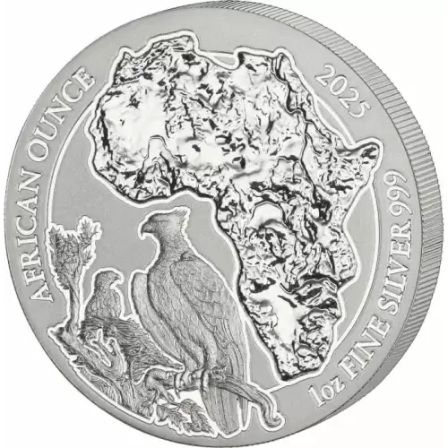2025 1oz Rwanda African Ounce Series - Martial Eagle BU .999 Silver Coin