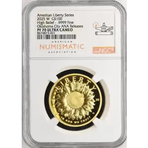 2025 1oz US Mint American Liberty Sunflower Gold Coin NGC PF70 Ultra Cameo - First Day - ANA Label