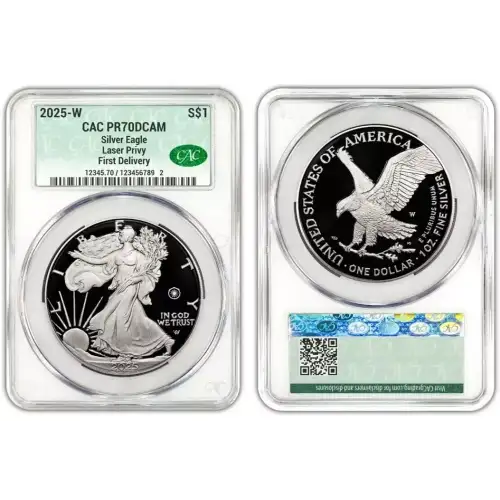 2025 1oz US Mint American Silver Eagle Laser Privy Proof CACG PF70 First Delivery