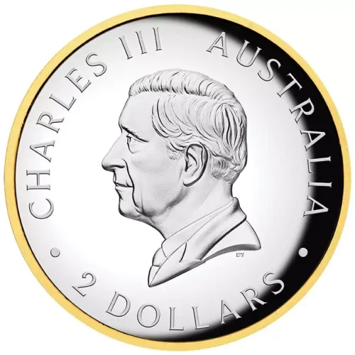 2025 2oz Australia Perth Mint Kookaburra HR Gilded Proof .9999 Silver Coin (2)