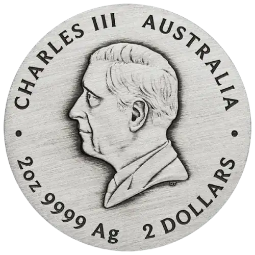 2025 2oz Australia Perth Mint Lunar Series III - Year of the Snake .9999 Silver Antiqued Coin  (2)